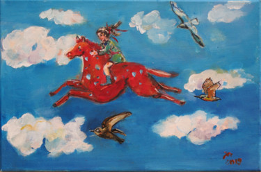 Peinture intitulée "in the sky" par Jolanta Szymanowska, Œuvre d'art originale, Acrylique