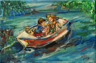 Painting titled "the children are pl…" by Jolanta Szymanowska, Original Artwork, Acrylic