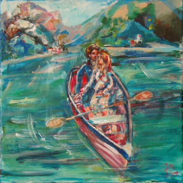 Pintura intitulada "LOVING COUPLE ON A…" por Jolanta Szymanowska, Obras de arte originais, Acrílico