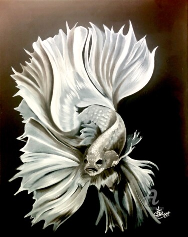 Painting titled "Silver" by Mara G. Szyp (Szyp.ca), Original Artwork, Oil Mounted on Wood Stretcher frame