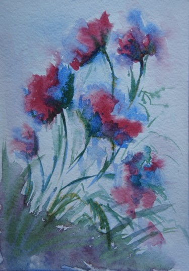 Painting titled "poppies" by Tb, Original Artwork, Watercolor