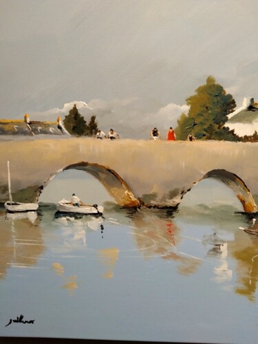 Painting titled "Pont de Dinan" by Thierry Guillemot, Original Artwork, Acrylic