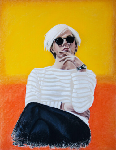 Tekening getiteld "Andy Warhol" door Inna Medvedeva, Origineel Kunstwerk, Pastel