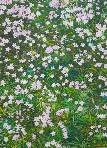 Peinture intitulée "White Oleander" par Tomislav Ivanišin, Œuvre d'art originale, Huile Monté sur Autre panneau rigide