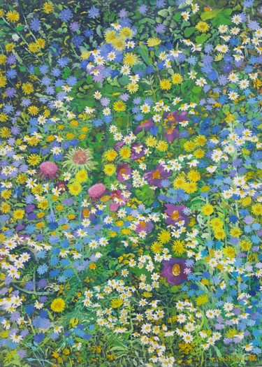 Pittura intitolato "Wild Flowers" da Tomislav Ivanišin, Opera d'arte originale, Olio Montato su Altro pannello rigido