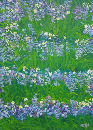 Malerei mit dem Titel "Carpet of Hyacinths…" von Tomislav Ivanišin, Original-Kunstwerk, Öl Auf Andere starre Platte montiert