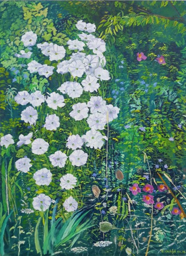 Painting titled "Carpet of Flowers" by Tomislav Ivanišin, Original Artwork, Oil Mounted on Other rigid panel