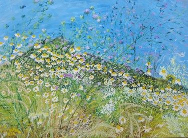 Painting titled "Wild Flowers along…" by Tomislav Ivanišin, Original Artwork, Oil Mounted on Other rigid panel