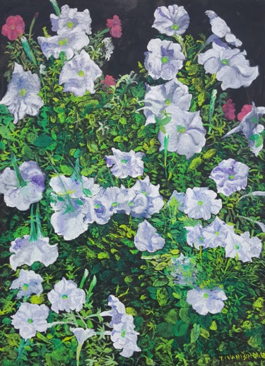 Peinture intitulée "Petunia" par Tomislav Ivanišin, Œuvre d'art originale, Huile Monté sur Autre panneau rigide