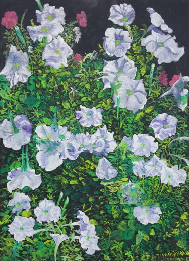 Pittura intitolato "Petunia" da Tomislav Ivanišin, Opera d'arte originale, Olio Montato su Altro pannello rigido