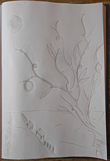 Tekening getiteld "drawing in book" door Tom Schrijver, Origineel Kunstwerk, Potlood