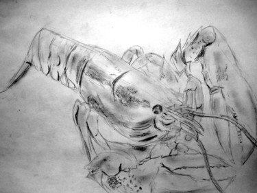 Tekening getiteld "lobster" door Tom Schrijver, Origineel Kunstwerk, Potlood