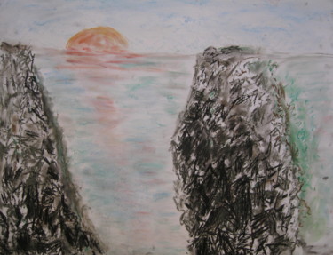 Tekening getiteld "fjord" door Tom Schrijver, Origineel Kunstwerk