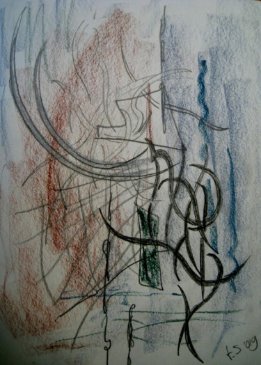 Tekening getiteld "-" door Tom Schrijver, Origineel Kunstwerk, Pastel