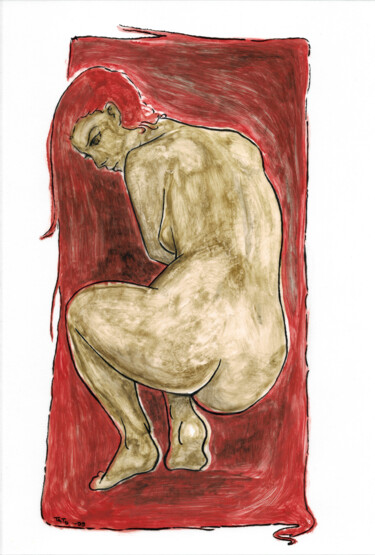 Malerei mit dem Titel "Narcisse" von Tato, Original-Kunstwerk, Acryl Auf Karton montiert