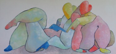 Картина под названием "The Lovers (touchin…" - Ta Byrne, Подлинное произведение искусства, Масло