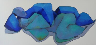 Schilderij getiteld "The Lovers in blue" door Ta Byrne, Origineel Kunstwerk, Olie