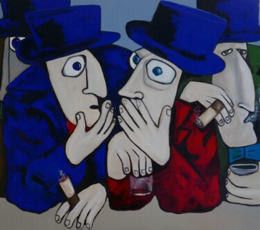 Картина под названием "Conspirators confer" - Ta Byrne, Подлинное произведение искусства, Масло