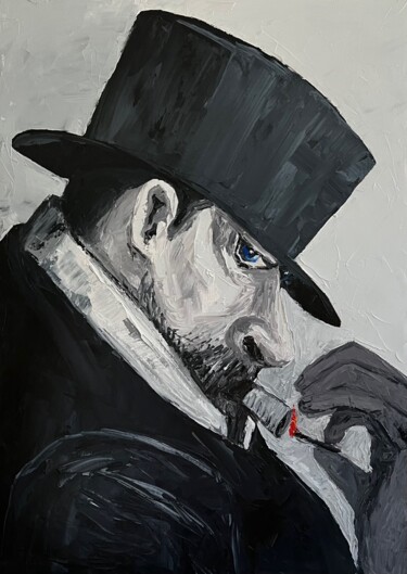 Peinture intitulée "Man in black smokin…" par Ta Byrne, Œuvre d'art originale, Huile