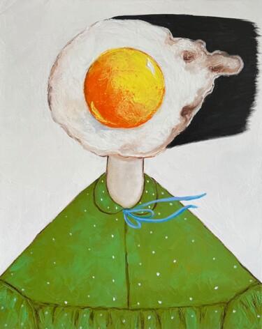 Картина под названием "Egg girl in green" - Ta Byrne, Подлинное произведение искусства, Масло