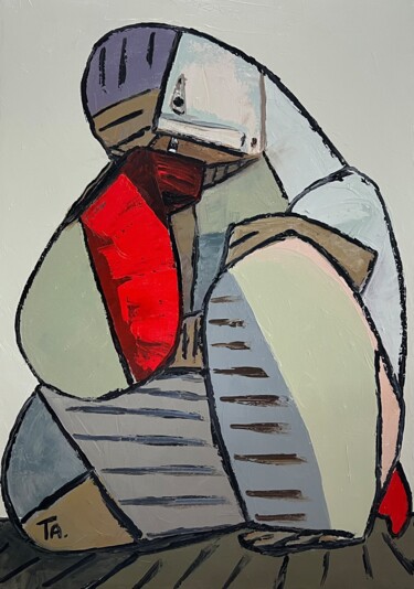 Картина под названием "The Thinker" - Ta Byrne, Подлинное произведение искусства, Масло