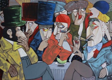 Картина под названием "Conspirators in neg…" - Ta Byrne, Подлинное произведение искусства, Масло