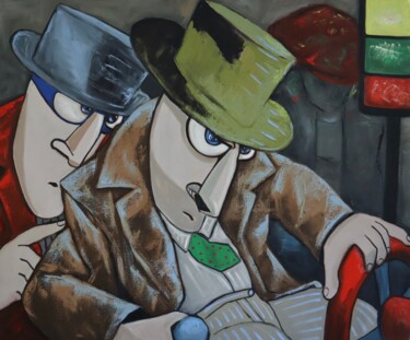 Картина под названием "Conspirators and th…" - Ta Byrne, Подлинное произведение искусства, Масло