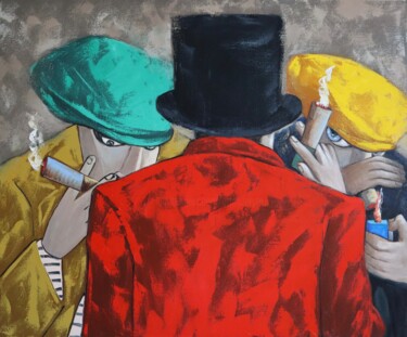 Painting titled "Conspirators discus…" by Ta Byrne, Original Artwork, Oil