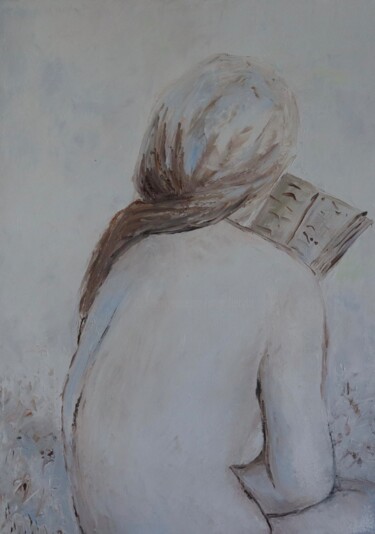 Painting titled "The reader" by Ta Byrne, Original Artwork, Oil