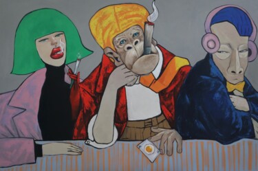 Картина под названием "Boss in deep thought" - Ta Byrne, Подлинное произведение искусства, Масло