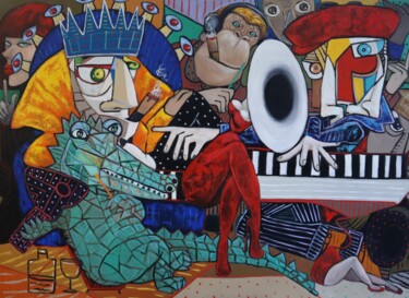 Malerei mit dem Titel "King of Jazz the Bo…" von Ta Byrne, Original-Kunstwerk, Öl