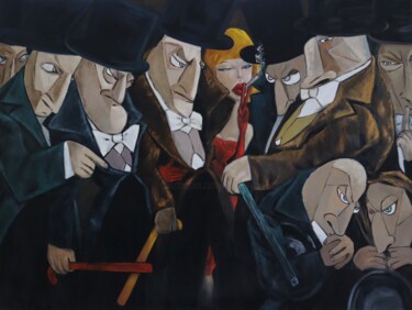 Painting titled "Top Hat and Tails" by Ta Byrne, Original Artwork, Oil
