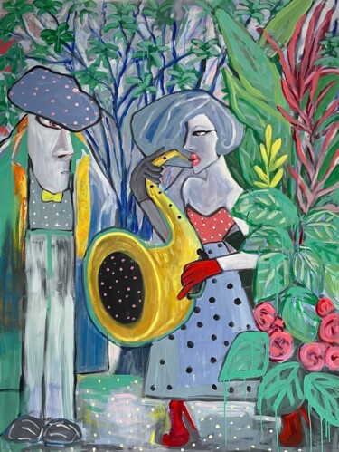Painting titled "Jazz duet" by Ta Byrne, Original Artwork, Acrylic