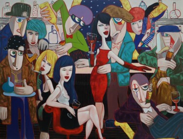 Картина под названием "Connaught Bar" - Ta Byrne, Подлинное произведение искусства, Масло