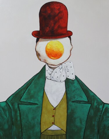 Painting titled "Egg Boy Dressed to…" by Ta Byrne, Original Artwork, Oil