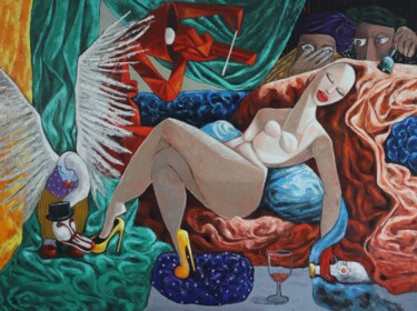 Картина под названием "Goddess Violinist a…" - Ta Byrne, Подлинное произведение искусства, Масло