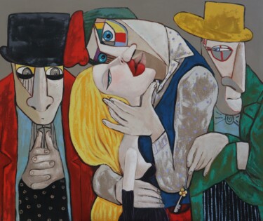Картина под названием "The kiss goodbye" - Ta Byrne, Подлинное произведение искусства, Масло