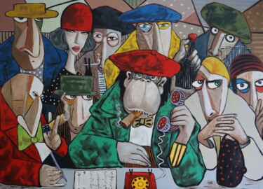 Malerei mit dem Titel "Boss on the phone" von Ta Byrne, Original-Kunstwerk, Öl