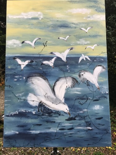 Painting titled "Albatrosse" by Tabea Schibler (TaBeArt), Original Artwork, Acrylic