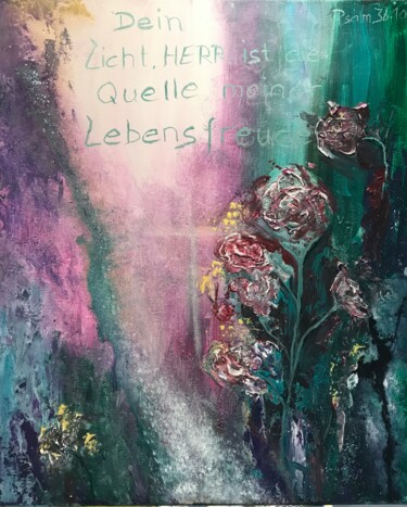 Painting titled "Quelle des Lebens" by Tabea Schibler (TaBeArt), Original Artwork, Acrylic Mounted on Wood Stretcher frame