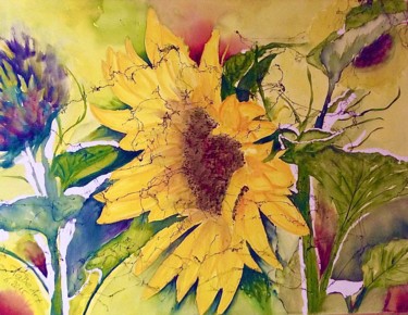 Painting titled "Sonnenblumen" by Tabea Schibler (TaBeArt), Original Artwork, Acrylic