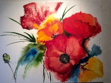 Pittura intitolato "bunter Mohn" da Tabea Schibler (TaBeArt), Opera d'arte originale, Acrilico