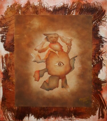 Κολάζ με τίτλο "l’œil de la vérité" από Mustapha Taaba (TAABAART), Αυθεντικά έργα τέχνης, Άμμος Τοποθετήθηκε στο Ξύλινο πάνελ