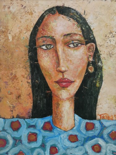 Painting titled "Bella" by Mustapha Taaba (TAABAART), Original Artwork, Acrylic Mounted on Wood Panel