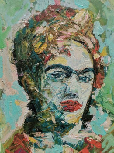 Painting titled "Frida" by Mustapha Taaba (TAABAART), Original Artwork, Acrylic Mounted on Wood Stretcher frame