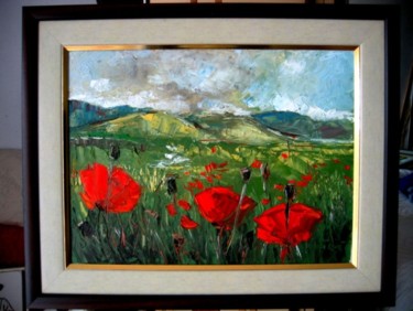 Painting titled "poppies" by Ovidiu Alexandru Tabara, Original Artwork