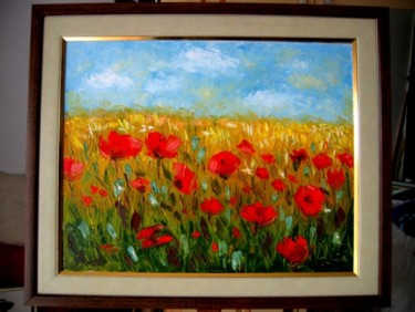 Painting titled "poppies" by Ovidiu Alexandru Tabara, Original Artwork