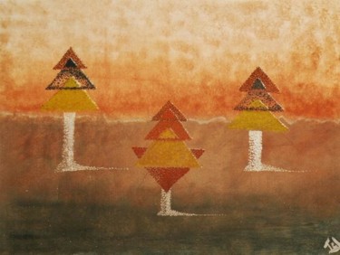 Peinture intitulée "Arbres sur Mars" par Jacques Teboul, Œuvre d'art originale, Huile