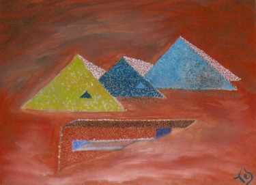 Peinture intitulée "Petites Pyramide" par Jacques Teboul, Œuvre d'art originale, Huile