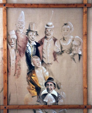 Painting titled "Famille clowns" by Valérie Voinchet, Original Artwork, Acrylic